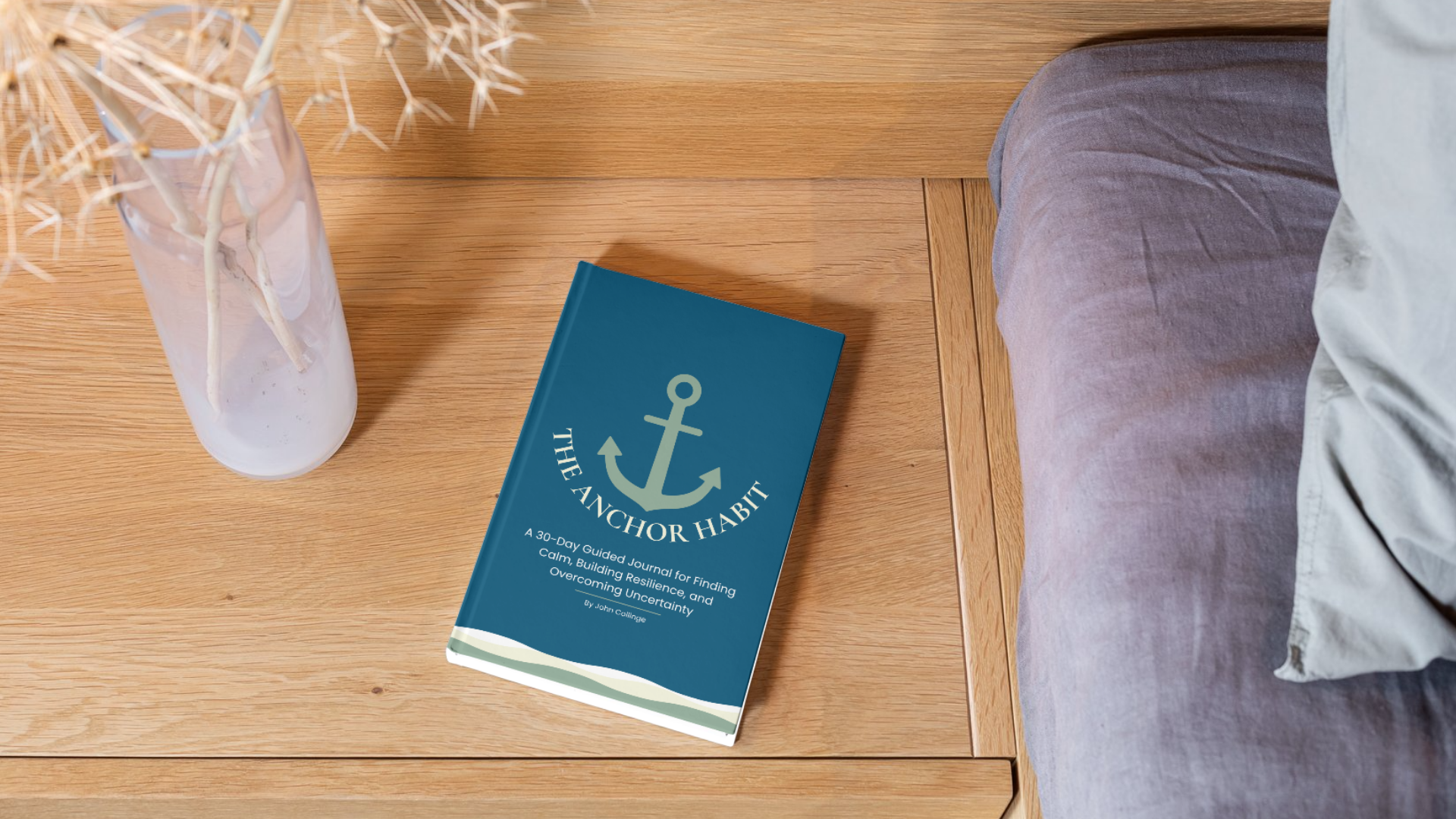 mock up image of the anchor habit journal on a desk