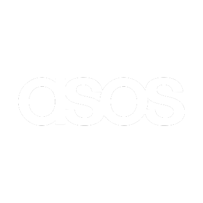 ASOS logo with white text on a black background.