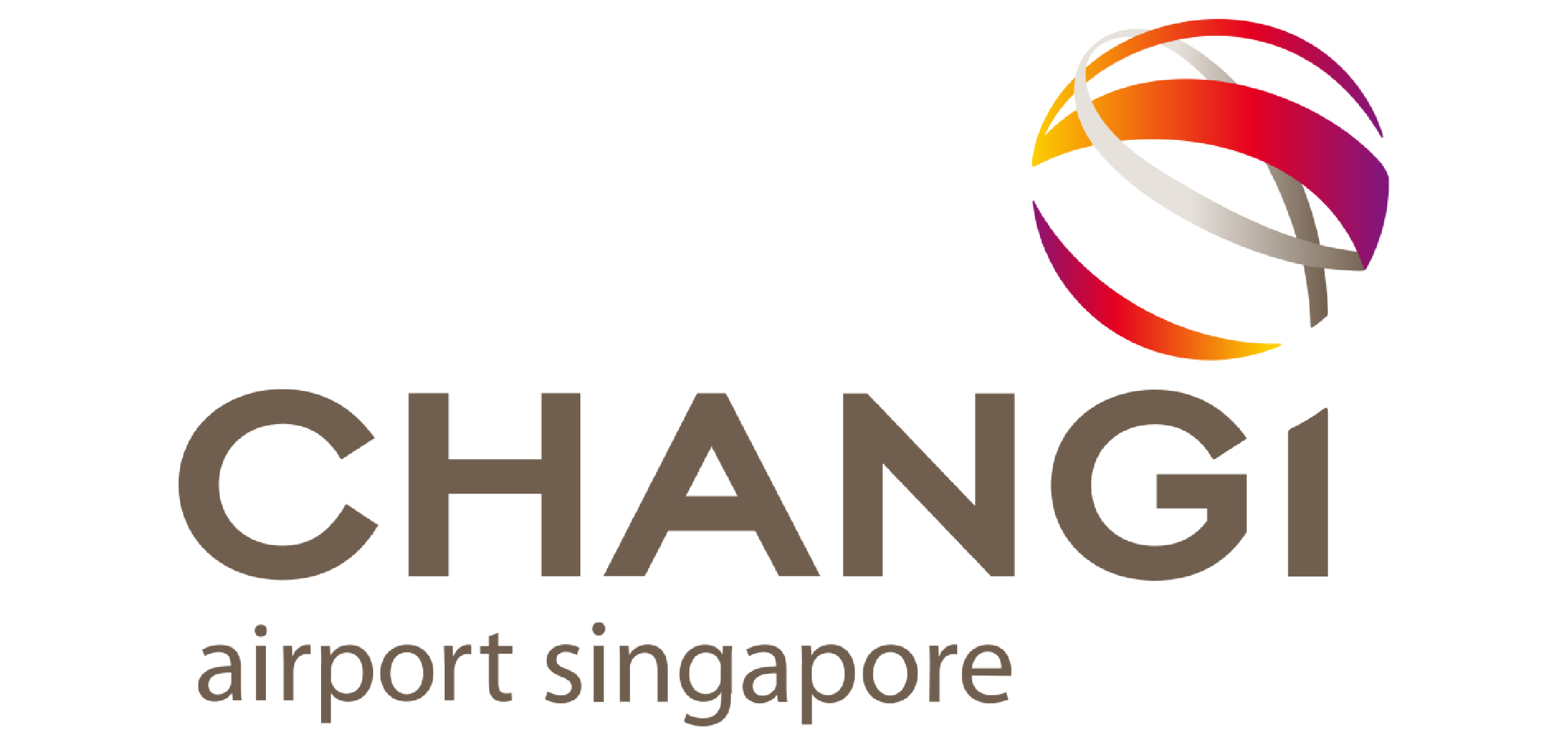 Logo of Changi Airport Singapore with a multicolored spherical symbol and text 'Changi airport singapore' below.