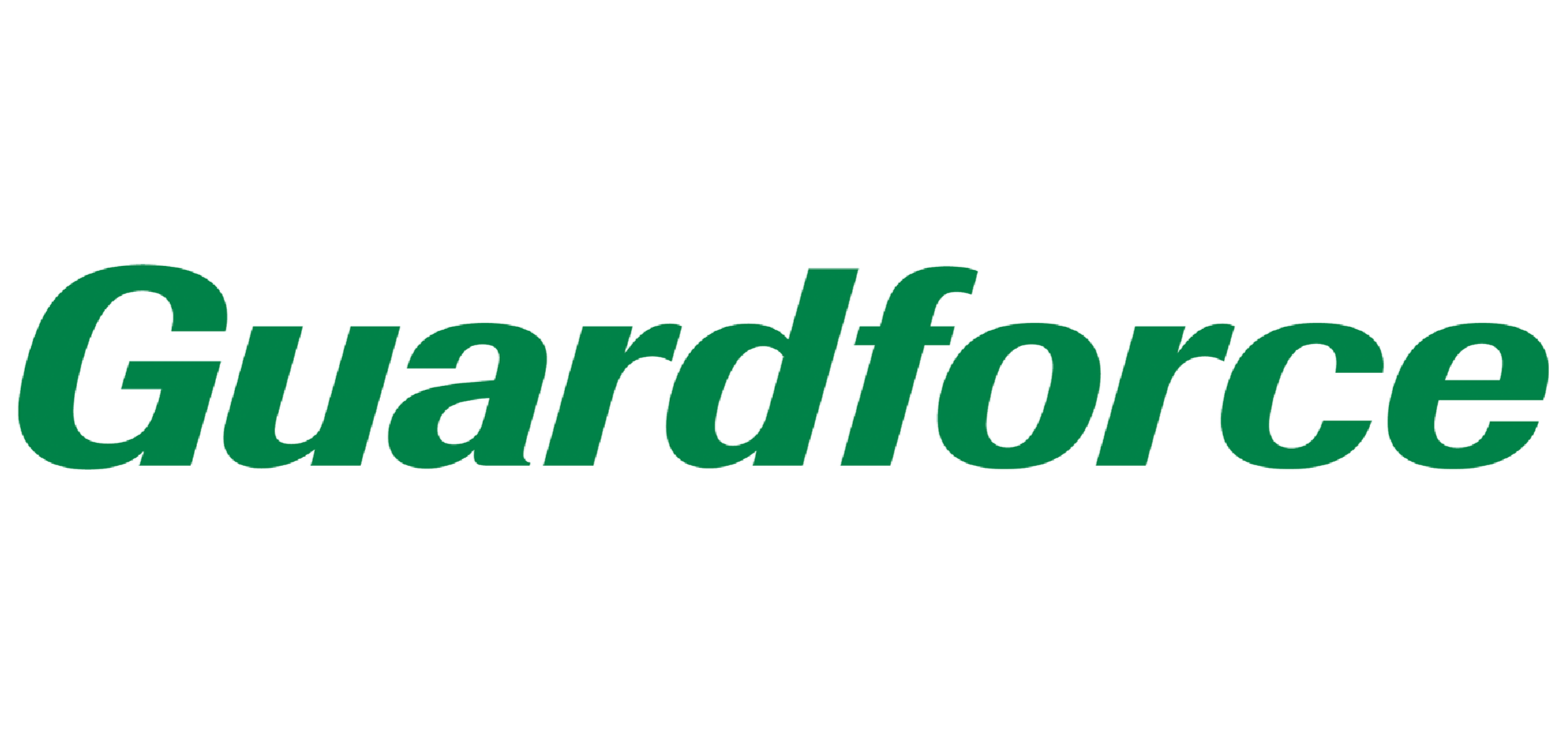 Green text that says 'Guardforce' on a white background.