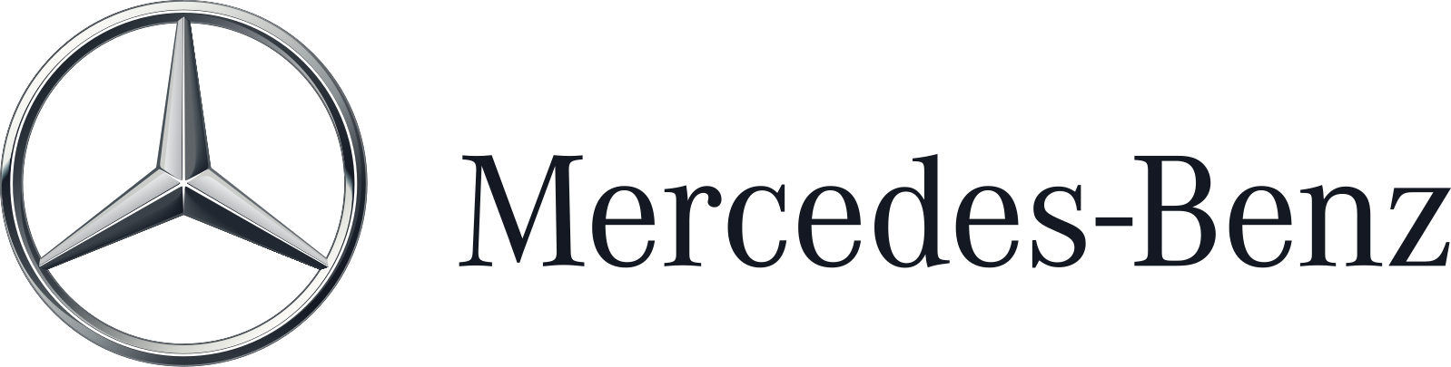 Mercedes-Benz logo with a three-pointed star inside a circle, next to the brand name in black text.