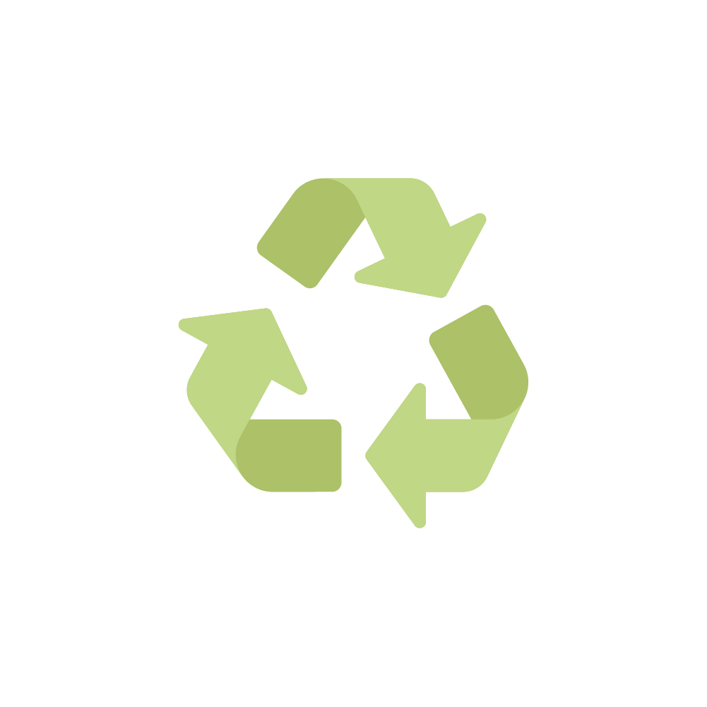 Green recycling symbol on a black background