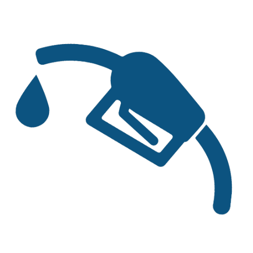 Icon of a fuel pump nozzle with a droplet of fuel, indicating fuel or gasoline.