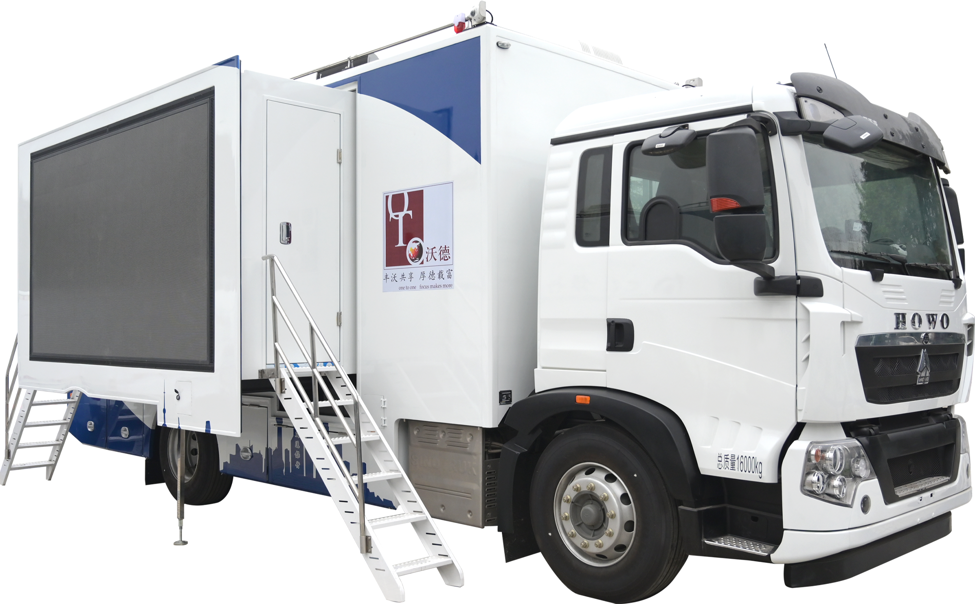 Dima Industry's large mobile bank truck, featuring a pullout screen.