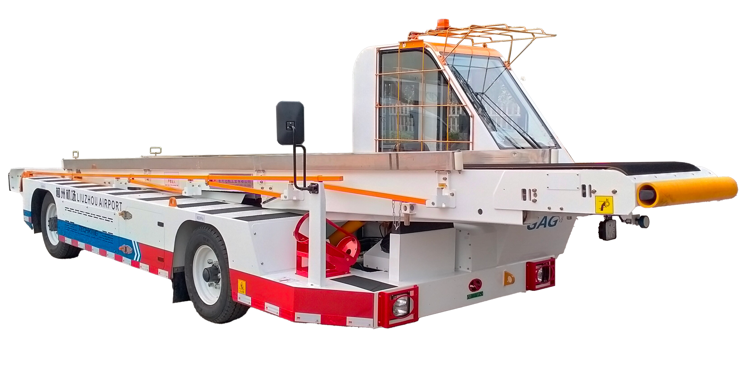 Aircraft tug vehicle at Liuzhou Airport, used for moving airplanes on the tarmac.