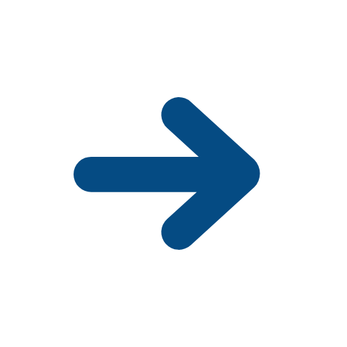 Right arrow sign with a blue arrow pointing to the right on a white circular background.