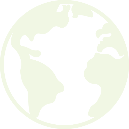 Illustration of a globe with continents in black and the water in light green.