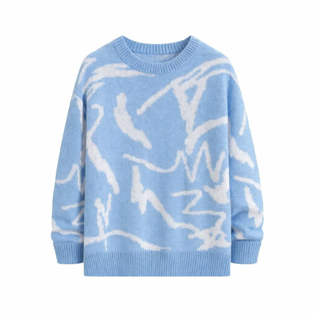 Abstract Skyblue Sweater