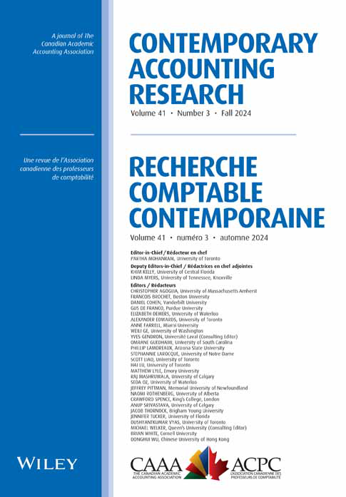 'Contemporary Accounting Research' cover page