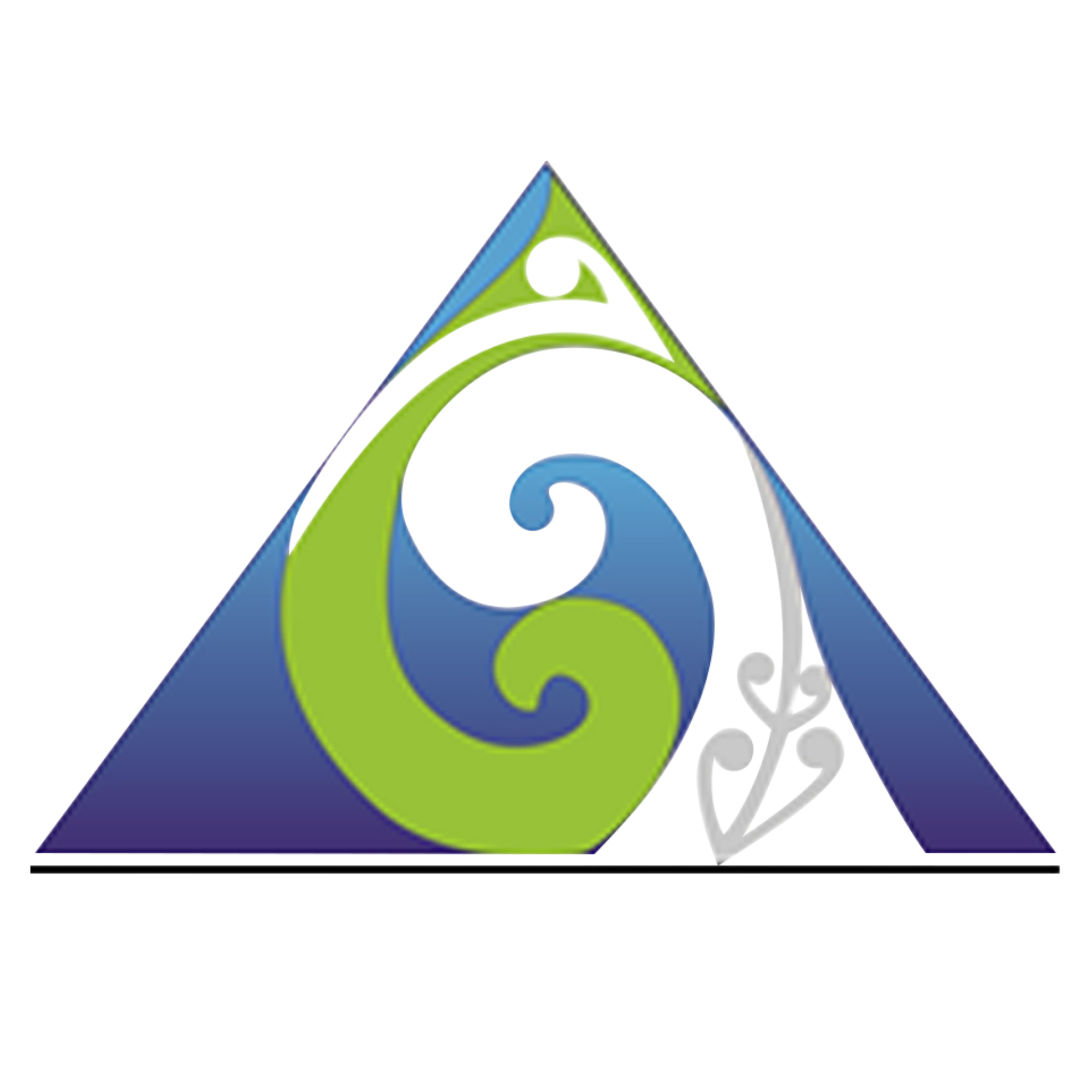 Logo featuring a green mountain with swirling wind lines beneath it.