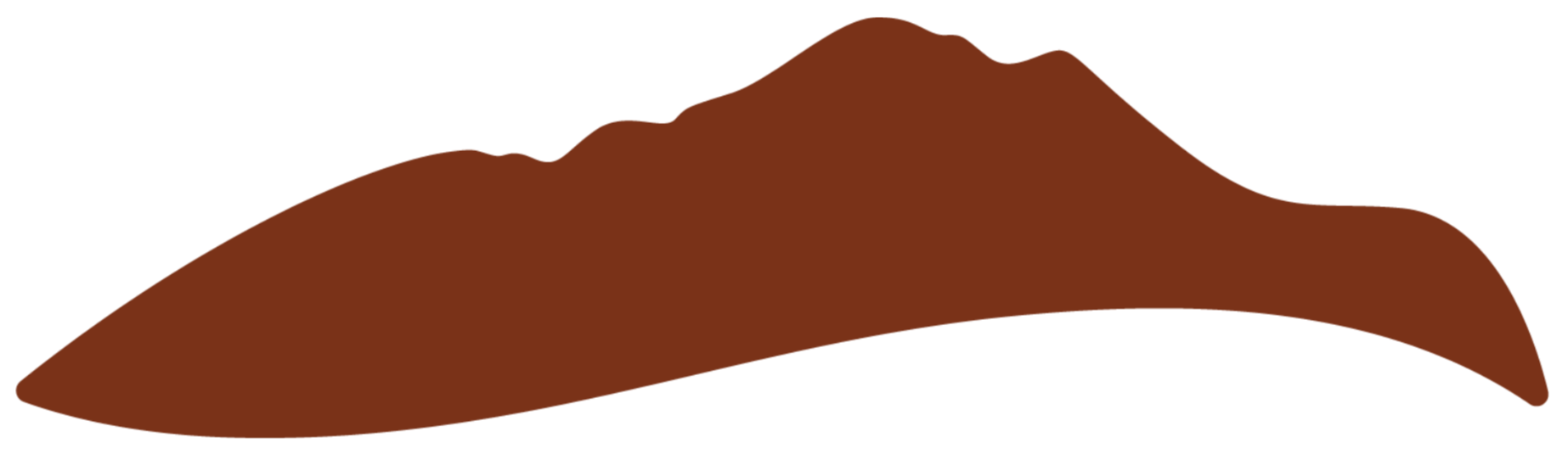 Silhouette of a mountain range with a brown color.