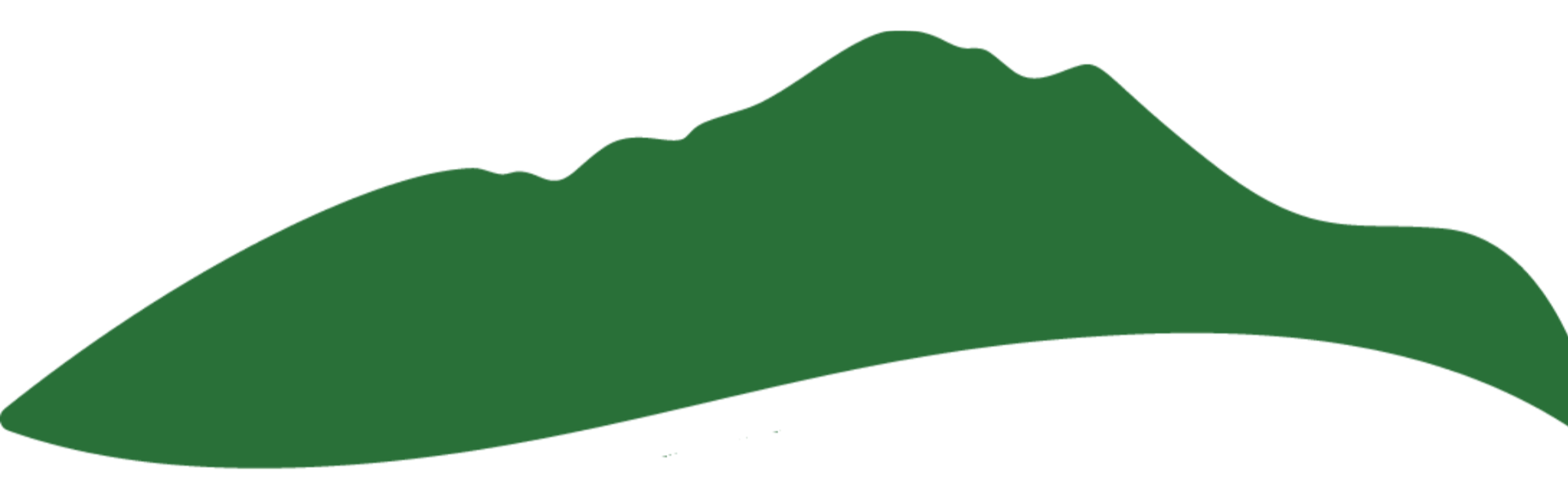 Silhouette of a mountain range in dark green.