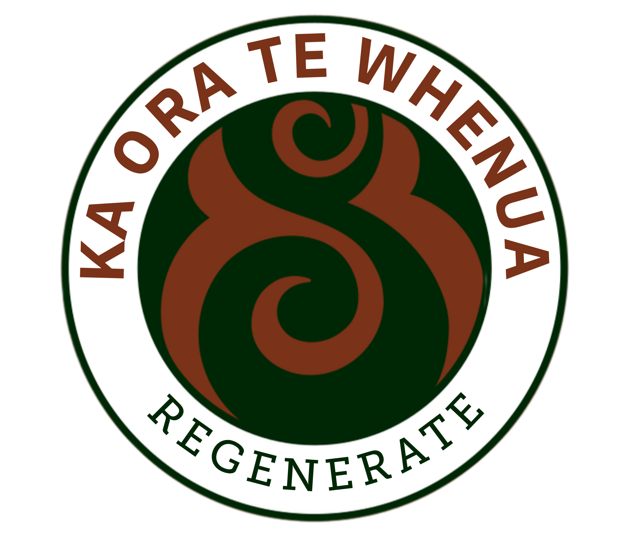 Kaweate White Walker Brewing Co logo. Circular emblem with green and brown swirl in the center, surrounded by a white border with the text "KAWEATE WHITE WALKER BREWERY" in brown.