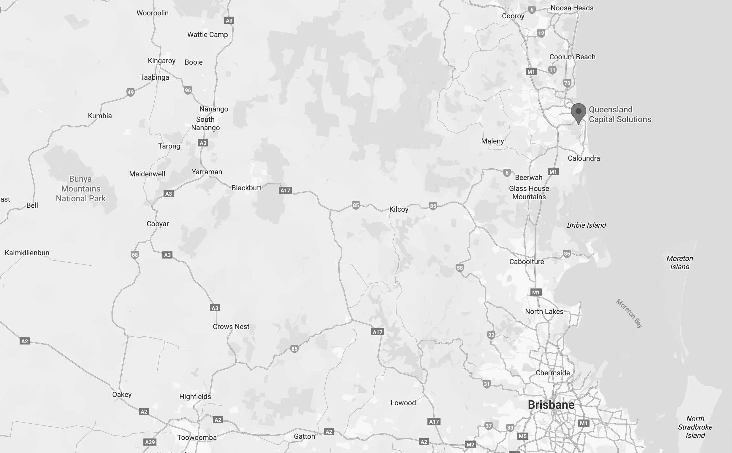 Map showing the Queensland Capital Solutions head office located on the Sunshine Coast.