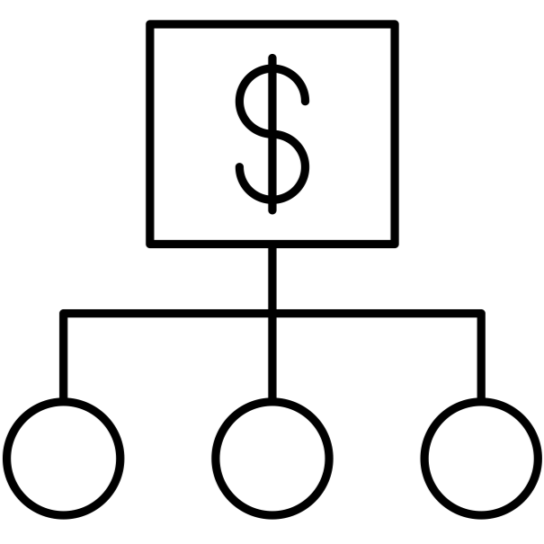 Line-art icon representing mezzanine finance and private equity solutions.
