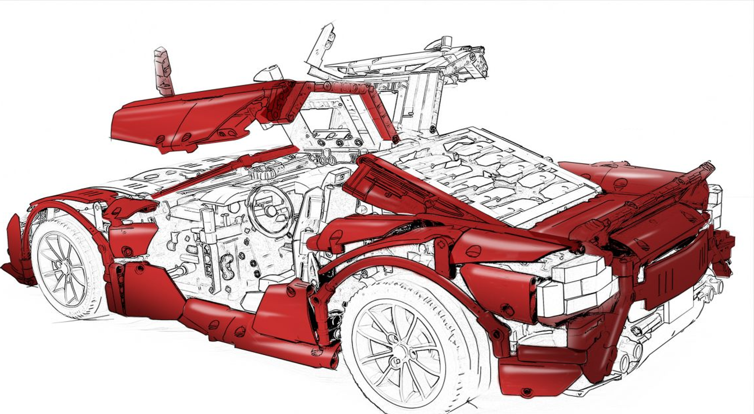Lego Technic supercar in red