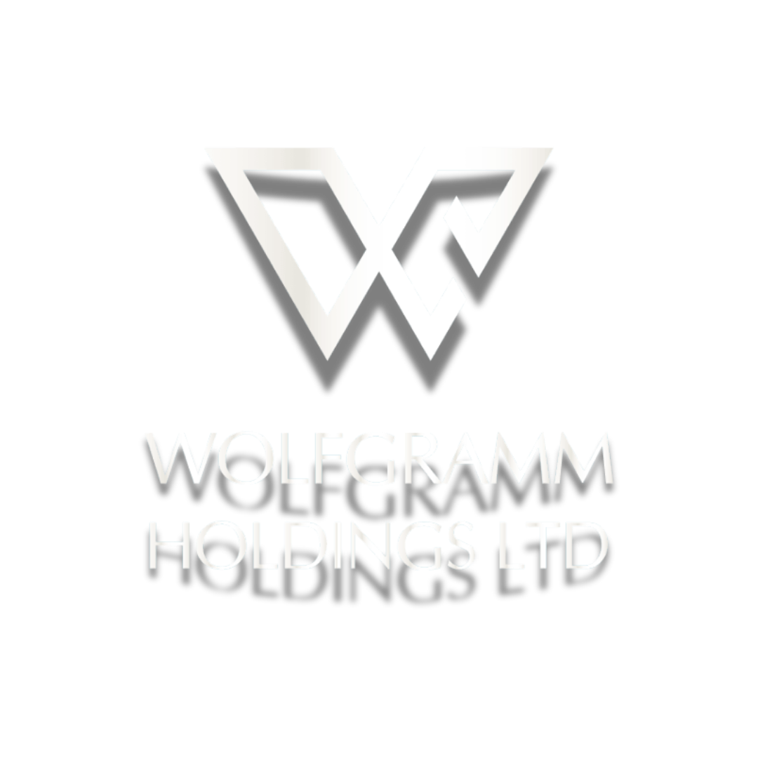 Logo of Wolfgram Holding Ltd, featuring a stylized 'W' symbol above the company name in white text on a black background.
