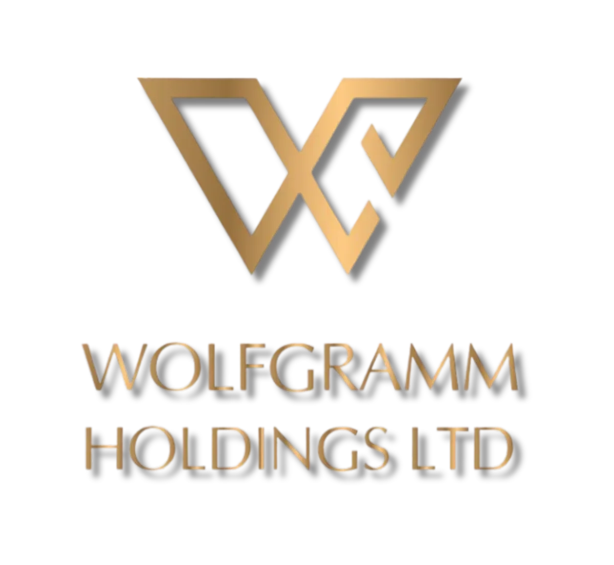 A black background with a gold outline of a stylized 'W' logo and the words 'Wolfgramm Holdings Ltd' in gold text.