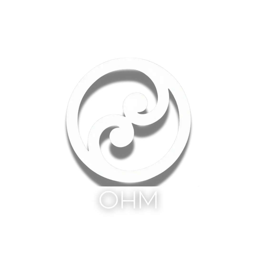 Logo for Ohm, a company or organisation dedicated to an Optimal Health Model, featuring a stylised circular design and the text 'onehm' and 'Optimal Health Model'.