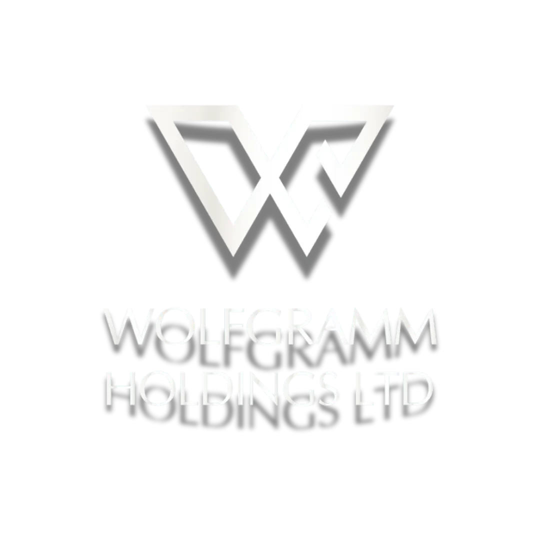 Logo of Wolfgram Holding Ltd, featuring a stylized 'W' symbol above the company name in white text on a black background.