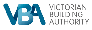 Logo of the Victorian Building Authority with the initials VBA and full name in black text.