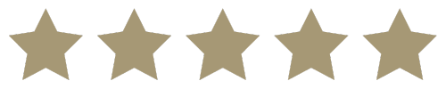Five gold stars in a row on a black background