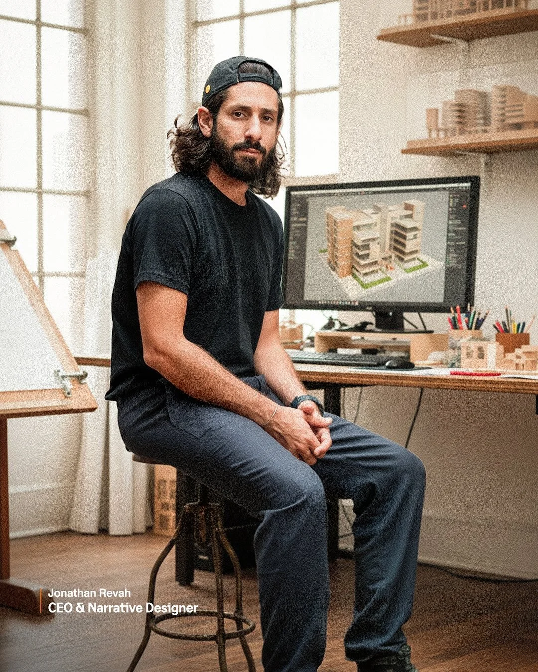 Derri&egrave;re &Egrave;ve, une &eacute;quipe qui allie cr&eacute;ativit&eacute;, expertise et technologie.

📝 Jonathan &mdash; CEO &amp; Narrative Designer

🏛️ Mathilde &mdash; Architect

👁️ Elie &mdash; Creative AI Director
 🌌 Maxime &mdash; Ge