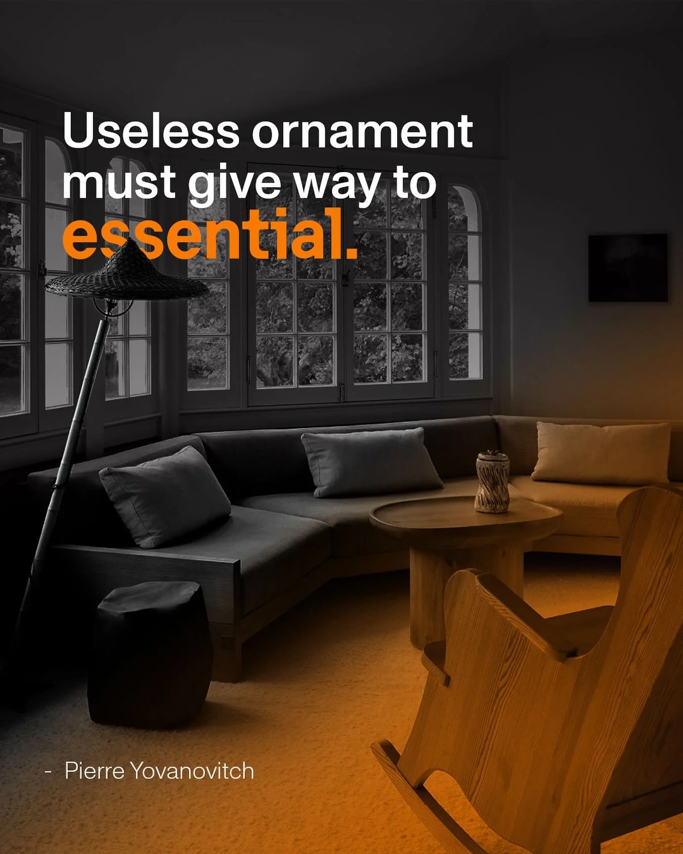 L&rsquo;essentiel avant tout.
L&rsquo;harmonie d&rsquo;un espace se r&eacute;v&egrave;le quand on enl&egrave;ve le superflu.

#eveia #intelligenceartificielle #studio #design