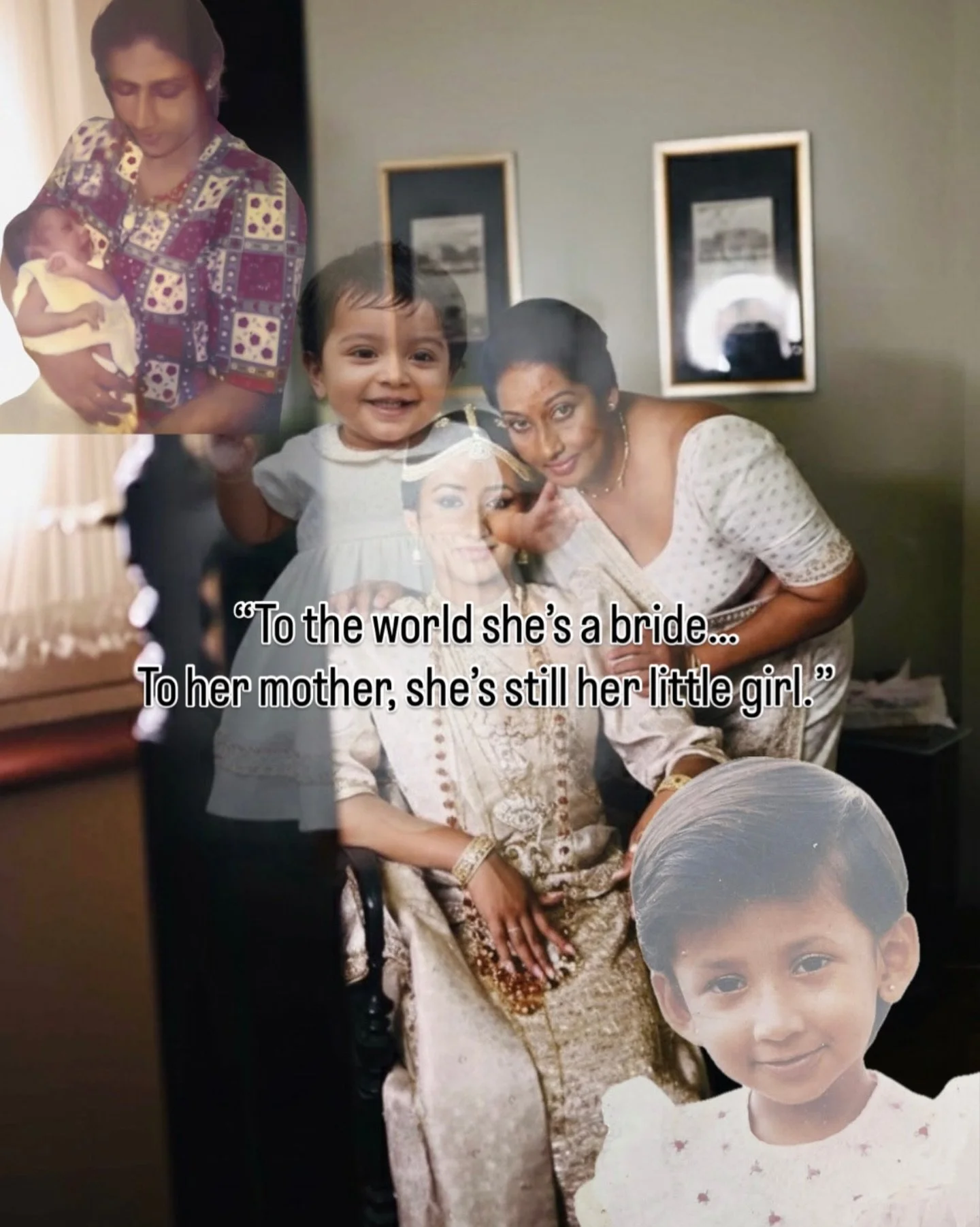 In the mirror, she smiles as a bride&hellip;
but in her mother&rsquo;s eyes, 
She&rsquo;s still the little girl who clung to her as she took her very first breath.

The tiny hands that once searched for comfort&hellip;
The tiny footsteps that followe