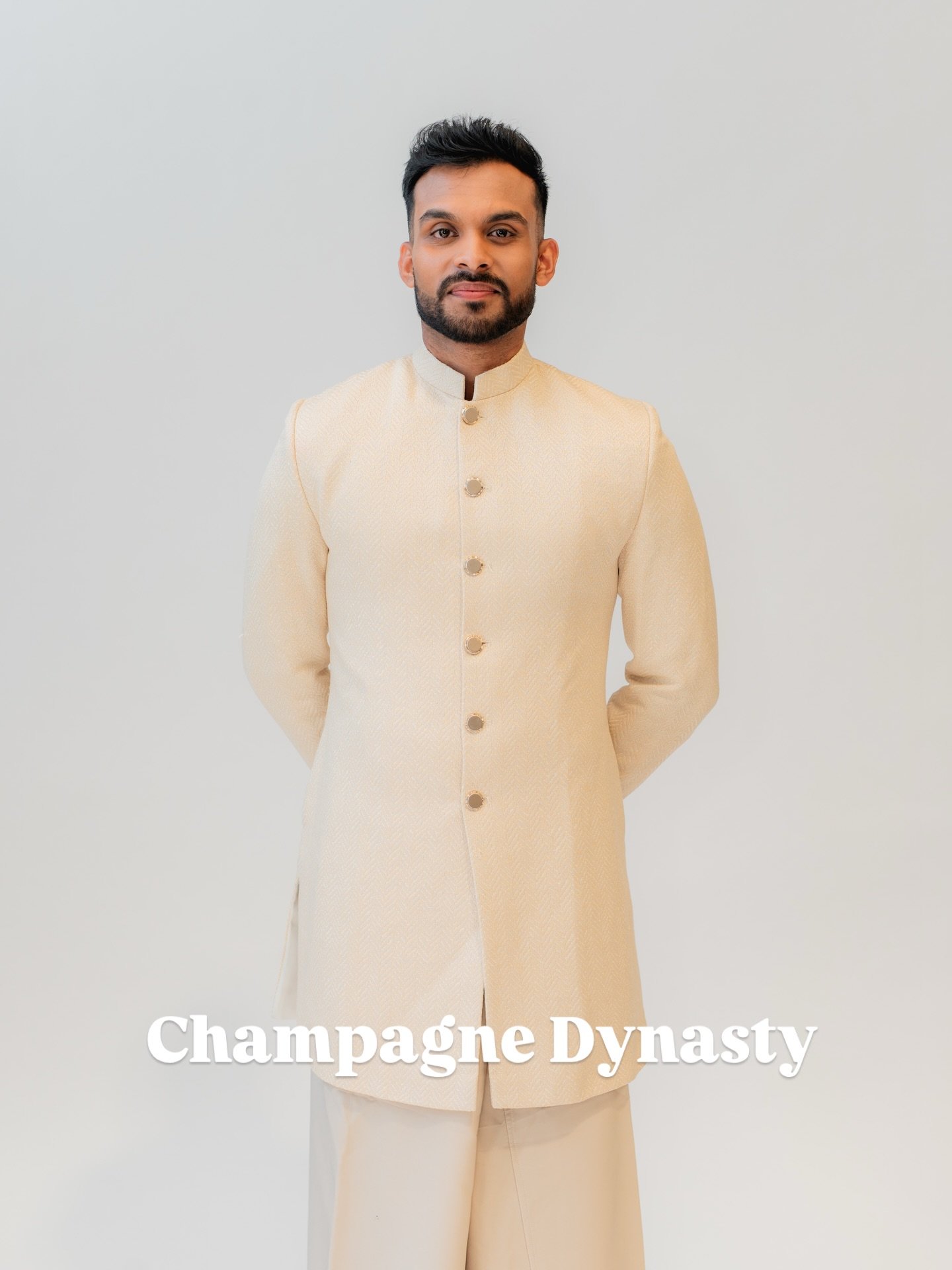 Champagne Dynasty
Introducing Champagne Dynasty, a Sri Lankan national wedding outfit designed for the groom who values heritage, precision tailoring, and timeless elegance.

Available for rent at Aaryavi Bridal, yessss grooms deserve just as much st