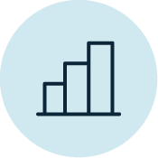 Bar chart with four vertical bars of increasing height