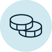 Two stacked coins on a light blue background