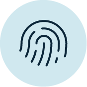 Fingerprint icon on a light blue background