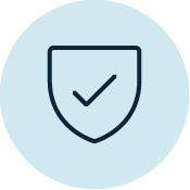 Shield icon with checkmark, representing security or protection