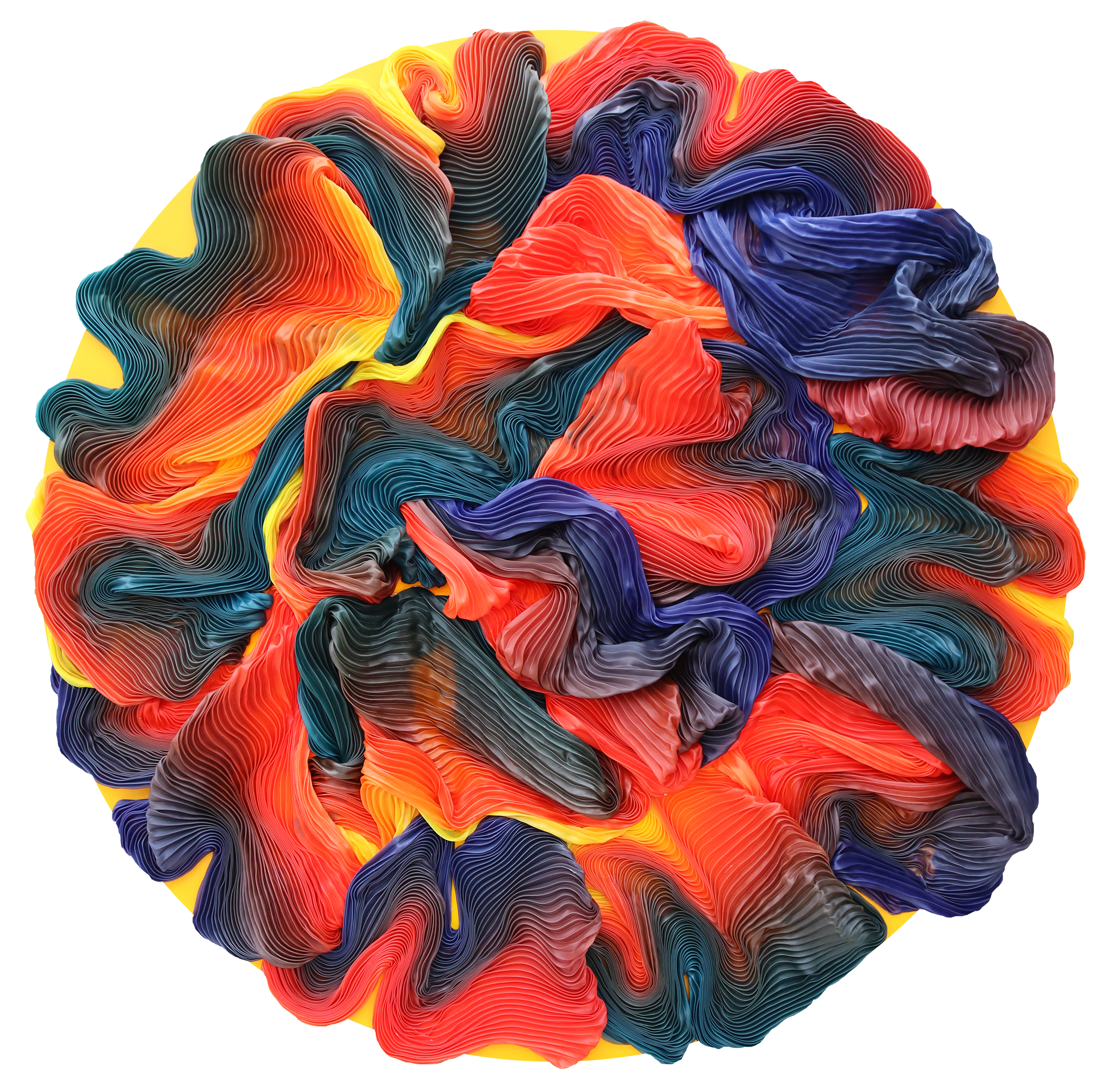 Matilda, 150 diameter x 18 cm, Mixed media (sculpted fabric and acrylic on canvas), 2026.