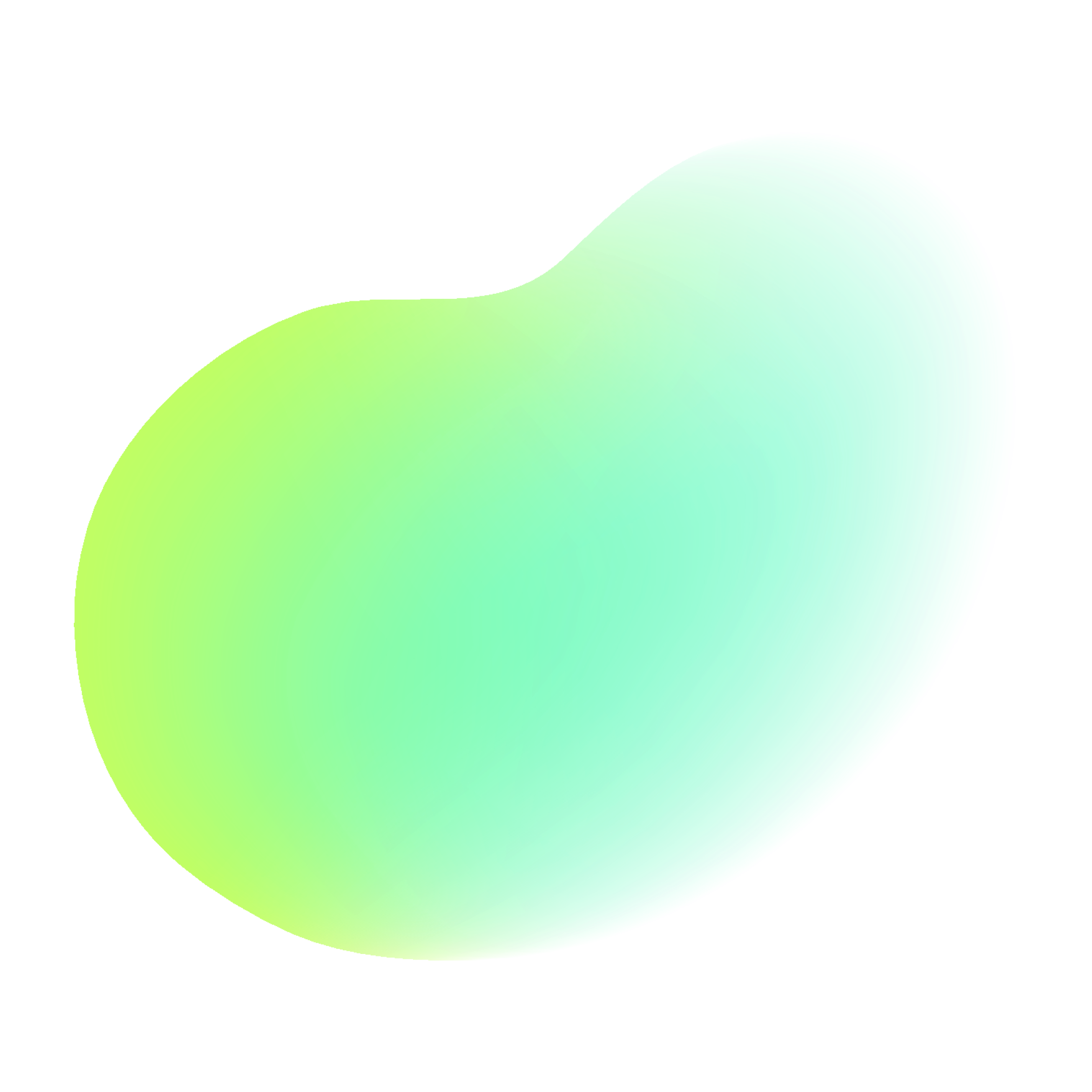 A smooth, colorful, abstract 3D shape with a gradient from yellow-green to light blue against a transparent background.