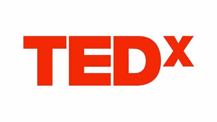TEDx logo in red text on a white background.