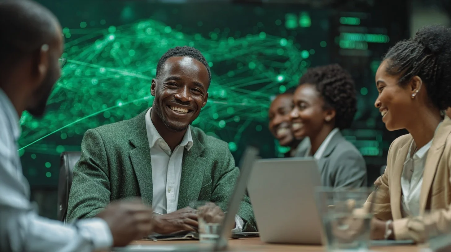 Two women sitting in a vintage green car, wearing stylish sunglasses and fashionable clothing, with a building featuring red doors in the background.