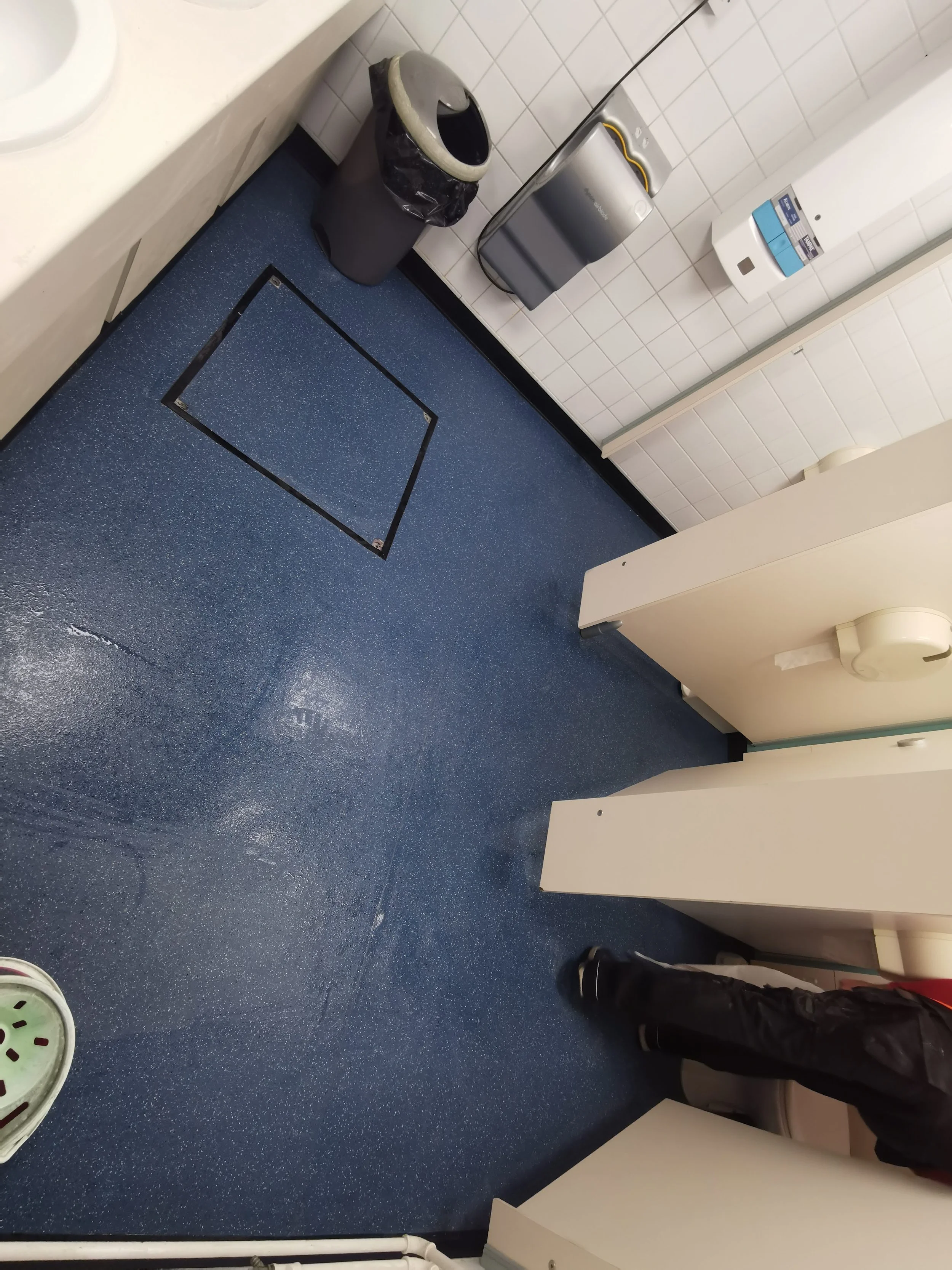 Commercial Vinyl Flooring Installation for a Business Bathroom and Hallway