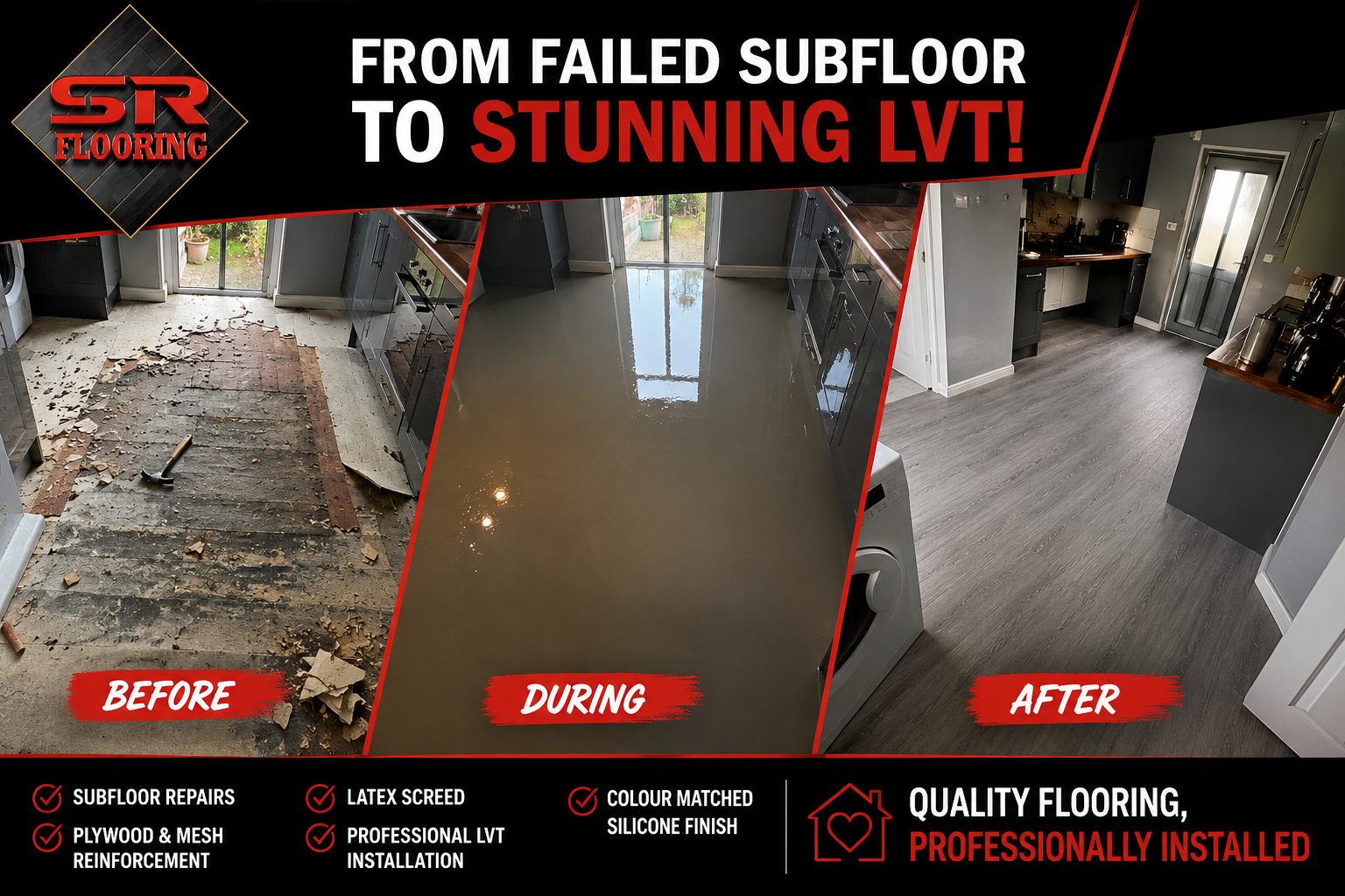 From Failed Subfloor to Stunning Grey Oak LVT – Another Transformation by SR Flooring Stroud