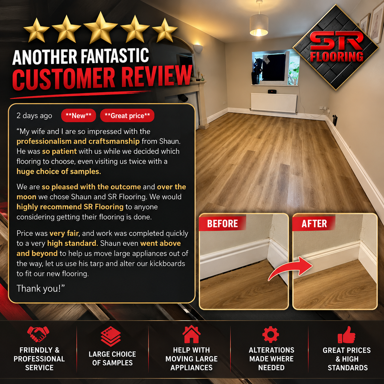Customer Review: Professional Flooring Installation with Attention to Detail