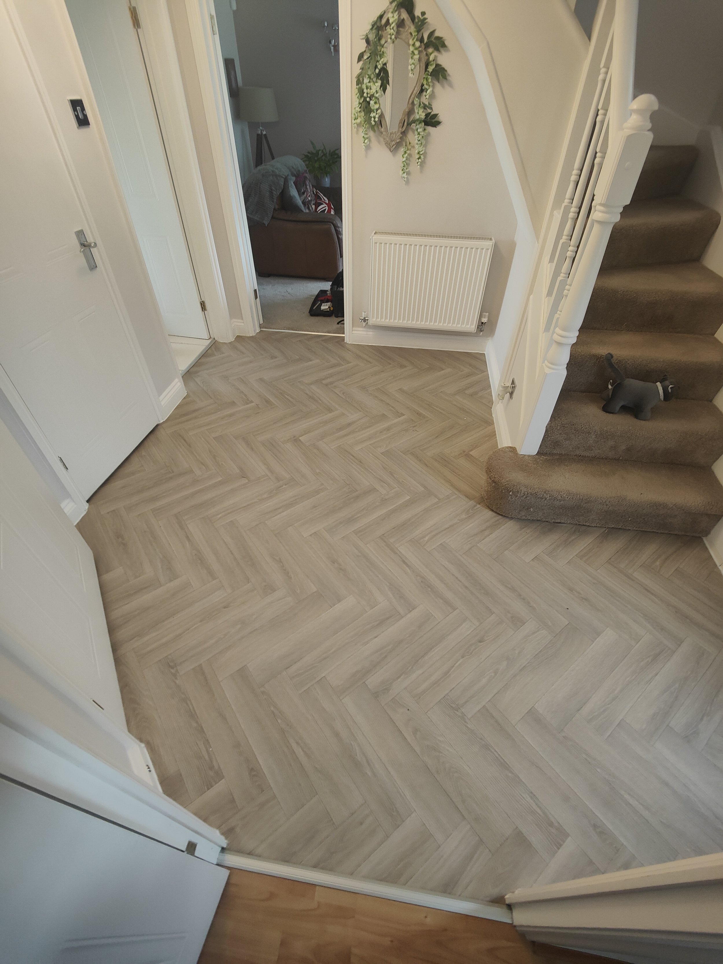herringbone vinyl hallway