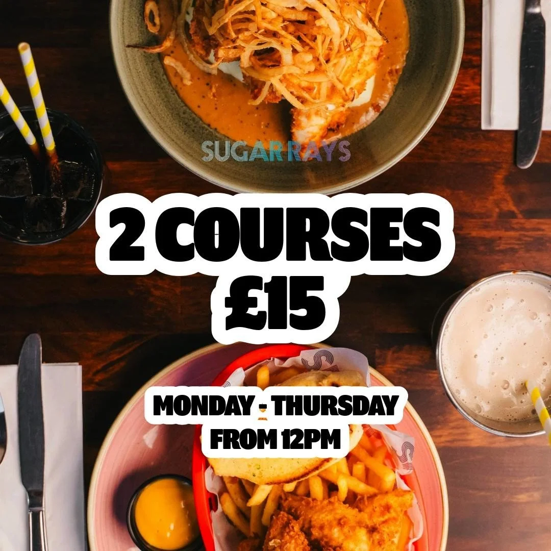📢📢 OUR BEST VALUE DEAL YET!! 📢📢

We are offering ✨️ 2 COURSES FOR &pound;15 ✨️

FROM MONDAY TO THURSDAY FROM 12PM!!

YES! THAT'S ALL DAY MONDAY TO THURSDAY 💰💰💰

With a cracking menu, you can choose starters, mains, or desserts 🤤

AVAILABLE NO