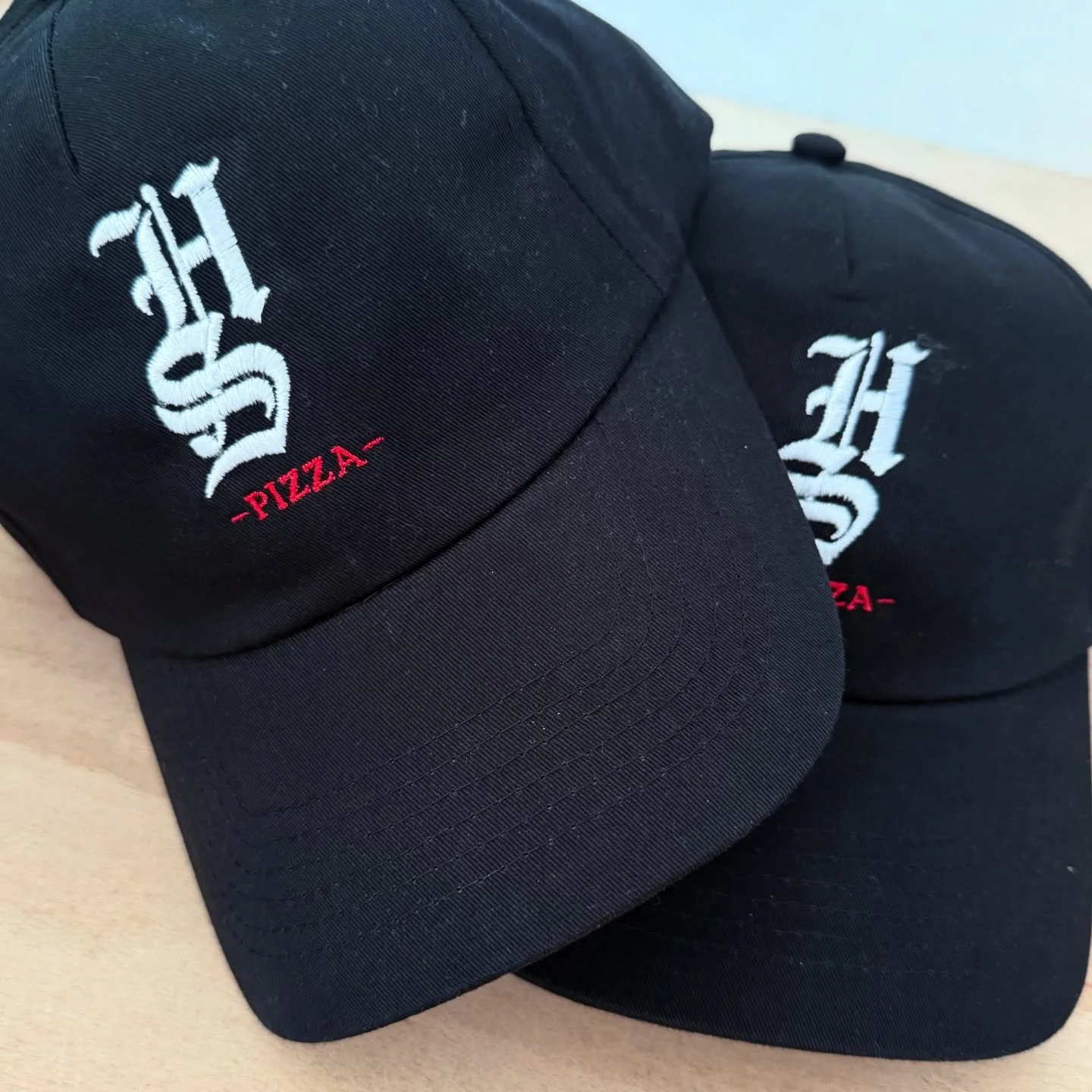 Little squares update as ive been rubbish at posting .. Classic 5 panel style caps for the guys @holysmokespizzauk