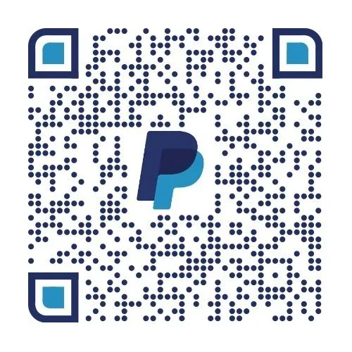 PayPal QR code with the PayPal logo in the center.