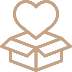 Open cardboard box with a heart-shaped cutout on its lid