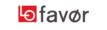 Logo with the word 'LOfavor' in lowercase, featuring a red and black color scheme and a stylized 'L' and 'F' design.