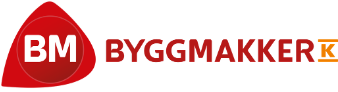 Logo for BYGGMARKER with a red drop shape containing 'BM' and blue and red text