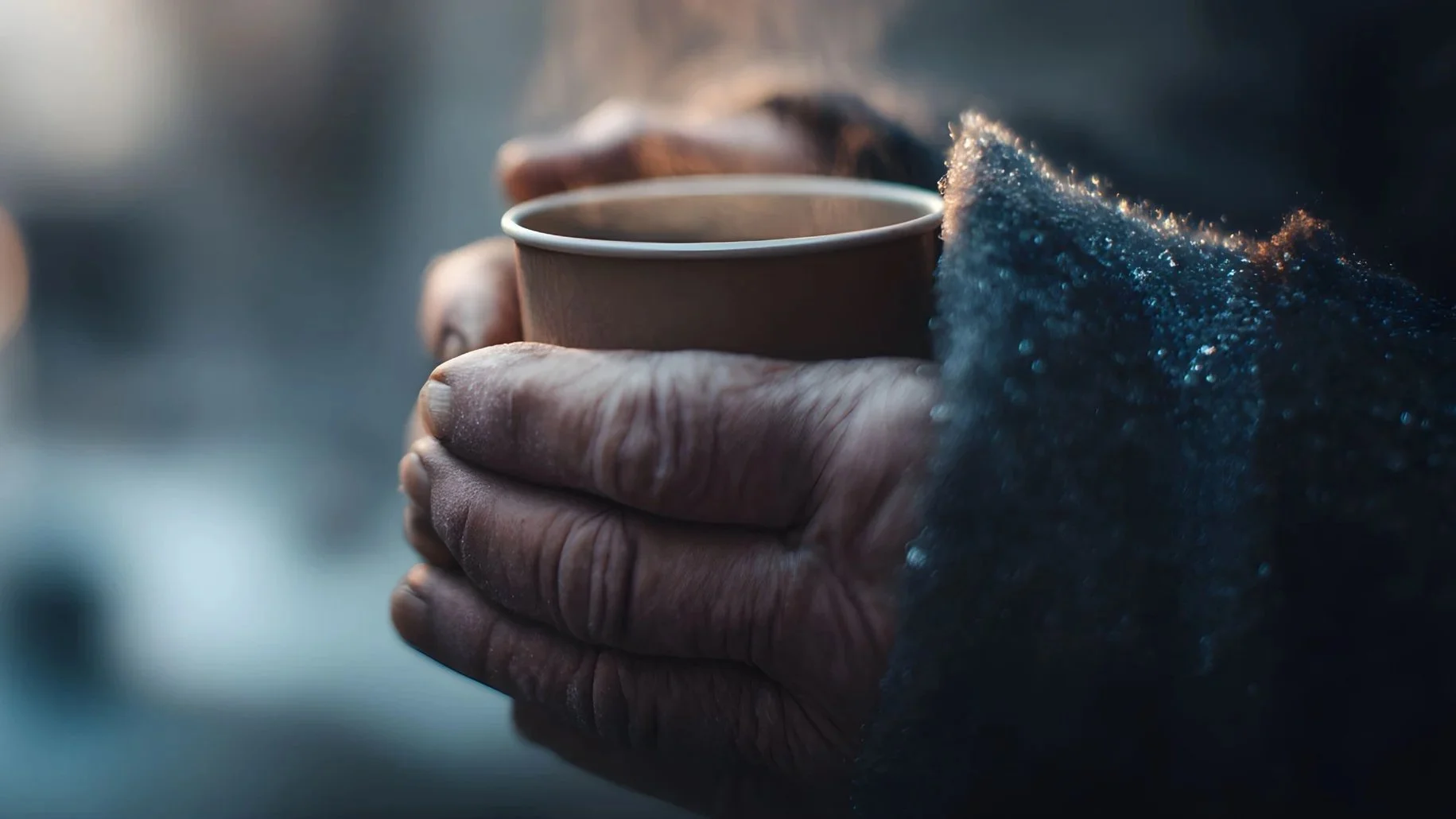 Hands holding warm drink