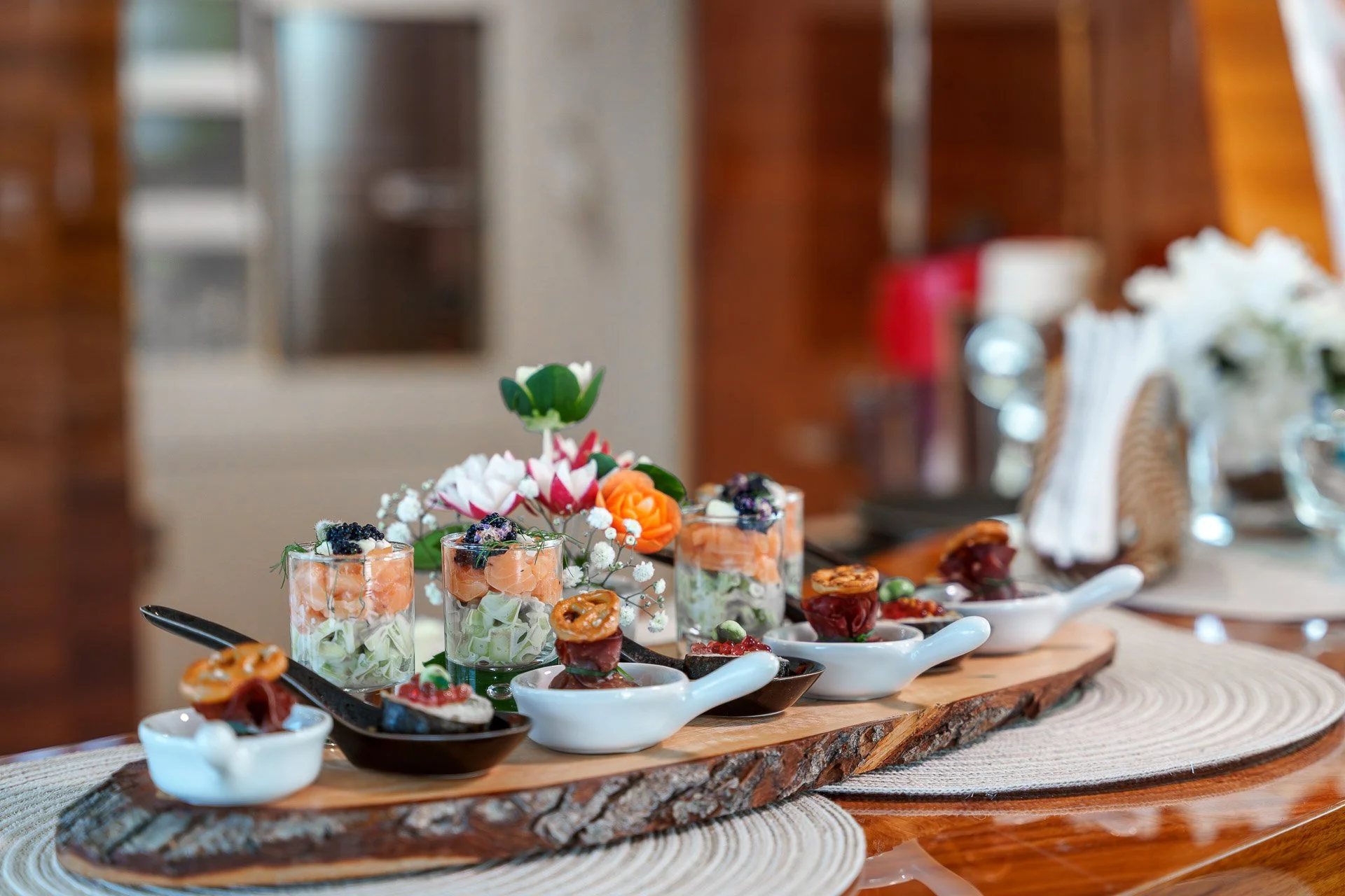 Canapes freshly prepared by the HATT MILL chef
